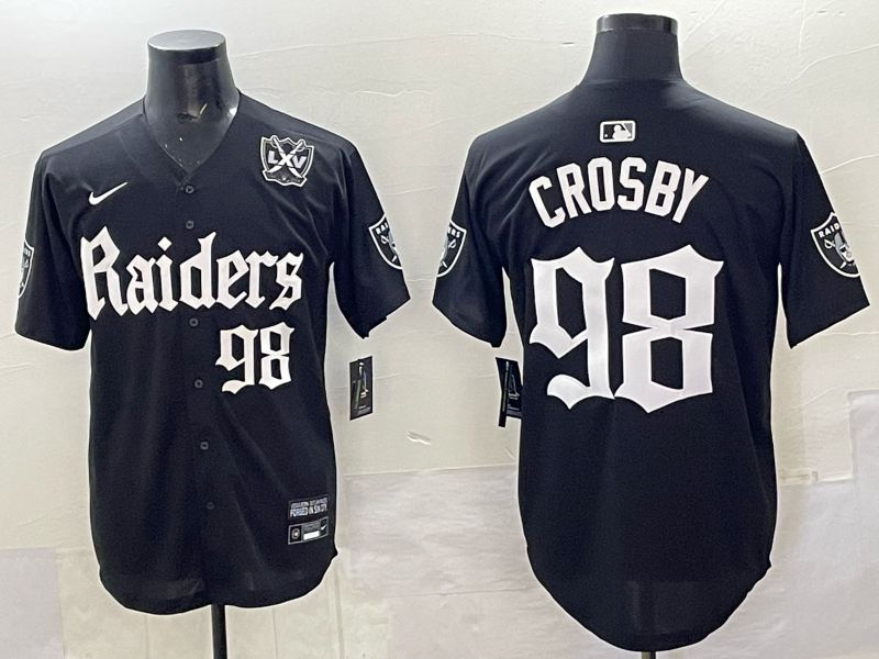 Men 2025 Oakland Raiders #98 Crosby Black 6th generation Joint Name Nike Limited NFL Jersey style 09